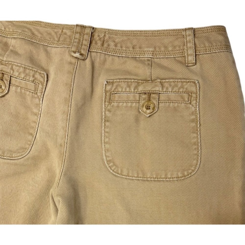 OLD‎ NAVY Wide Leg Twill Trousers Women's 10 Regular Tan Low-Rise Button Pockets - Picture 8 of 16
